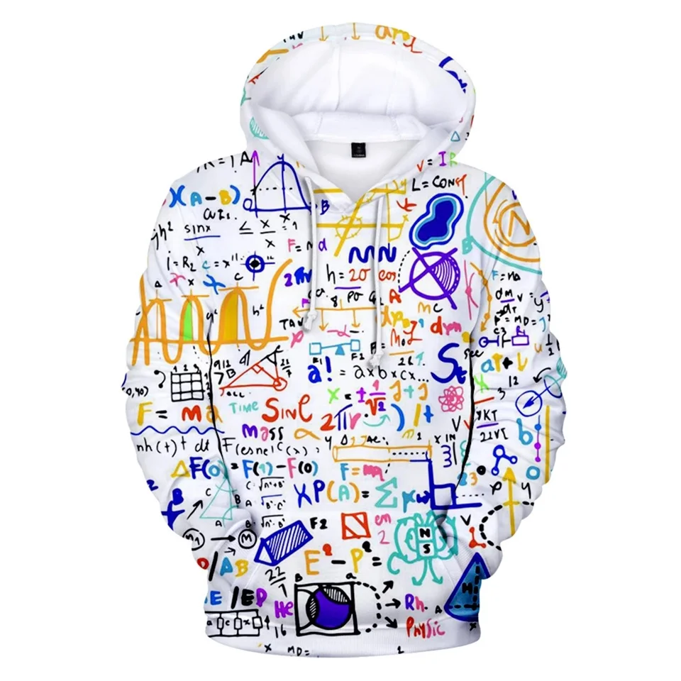 

Science Formula 3D Hoodies Boys Girls Long Sleeve Sweatshirts Funny Math Logistics Chemistry Hooded Jackets Streetwear Coats