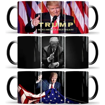 

Drop Shipping 1Pcs New 350ml Donald Trump Color Changing Mugs Ceramic Coffee Milk Heat Sensitive Cups Gift for Friends Children