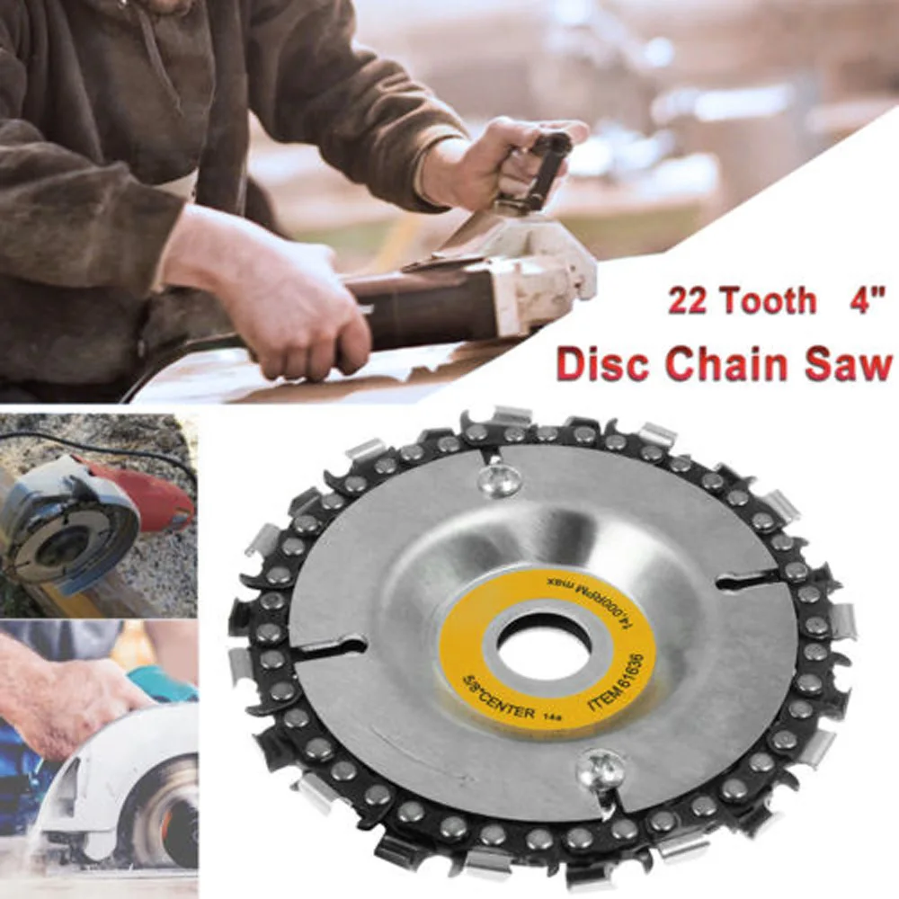 4 Inch 22Tooth Grinder Disc Round Chain Saw Disc Cut Carving Abrasive Wheel Woodcarver For Angle Grinder Sculpting Tool