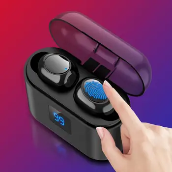 

TWS Bluetooth Wireless Earphones Charging Case LED Power Display Touch Control Sport Waterproof Headset Noise Cancel Earphone