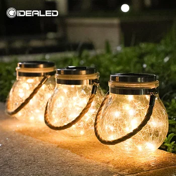 

LED Solar light Ball Ornament Solar Copper Wire Lamp Crack Ball Glass Jar Outdoor Ambient Lighting Garden Lawn Decoration Lamp