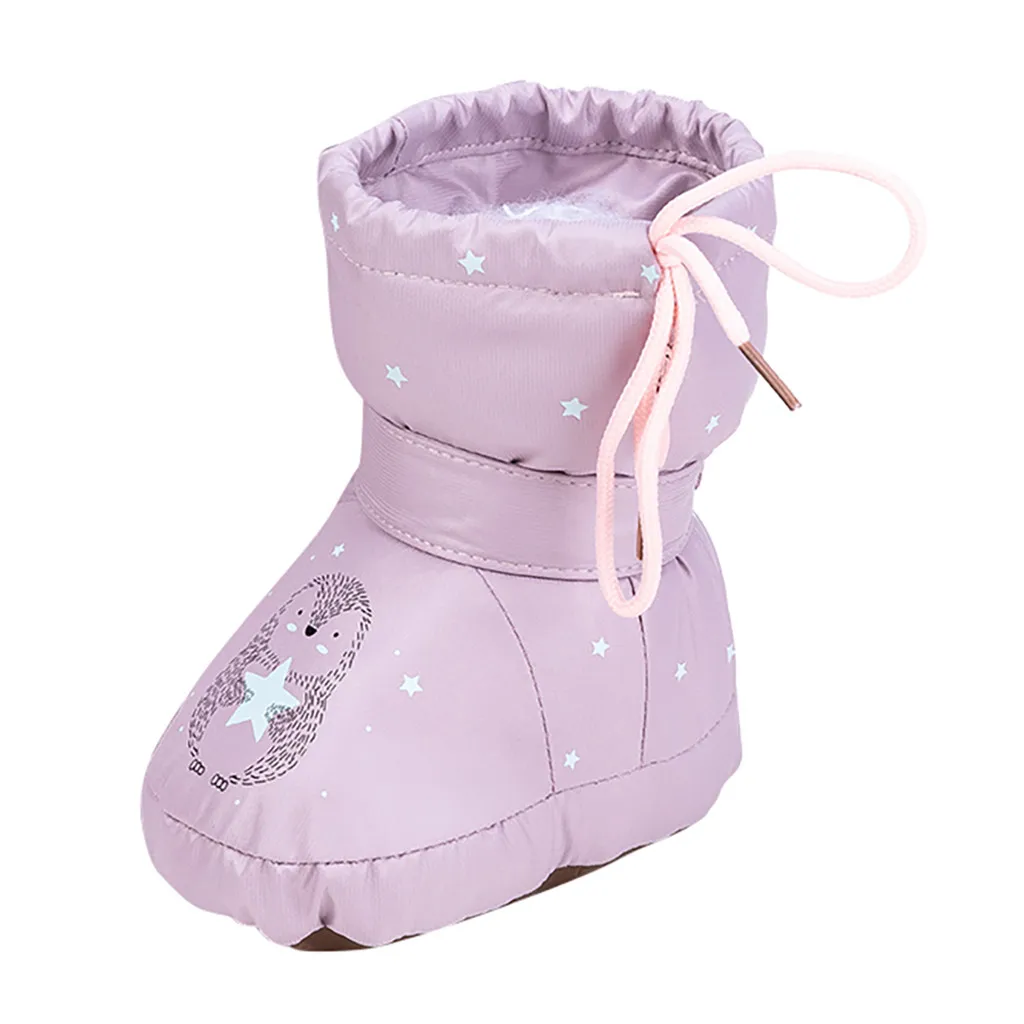 LONSANT/детские ботинки; коллекция года; зимняя детская обувь для новорожденных; зимние ботинки на шнуровке; теплые зимние ботинки с модным принтом; N30 - Цвет: Фиолетовый