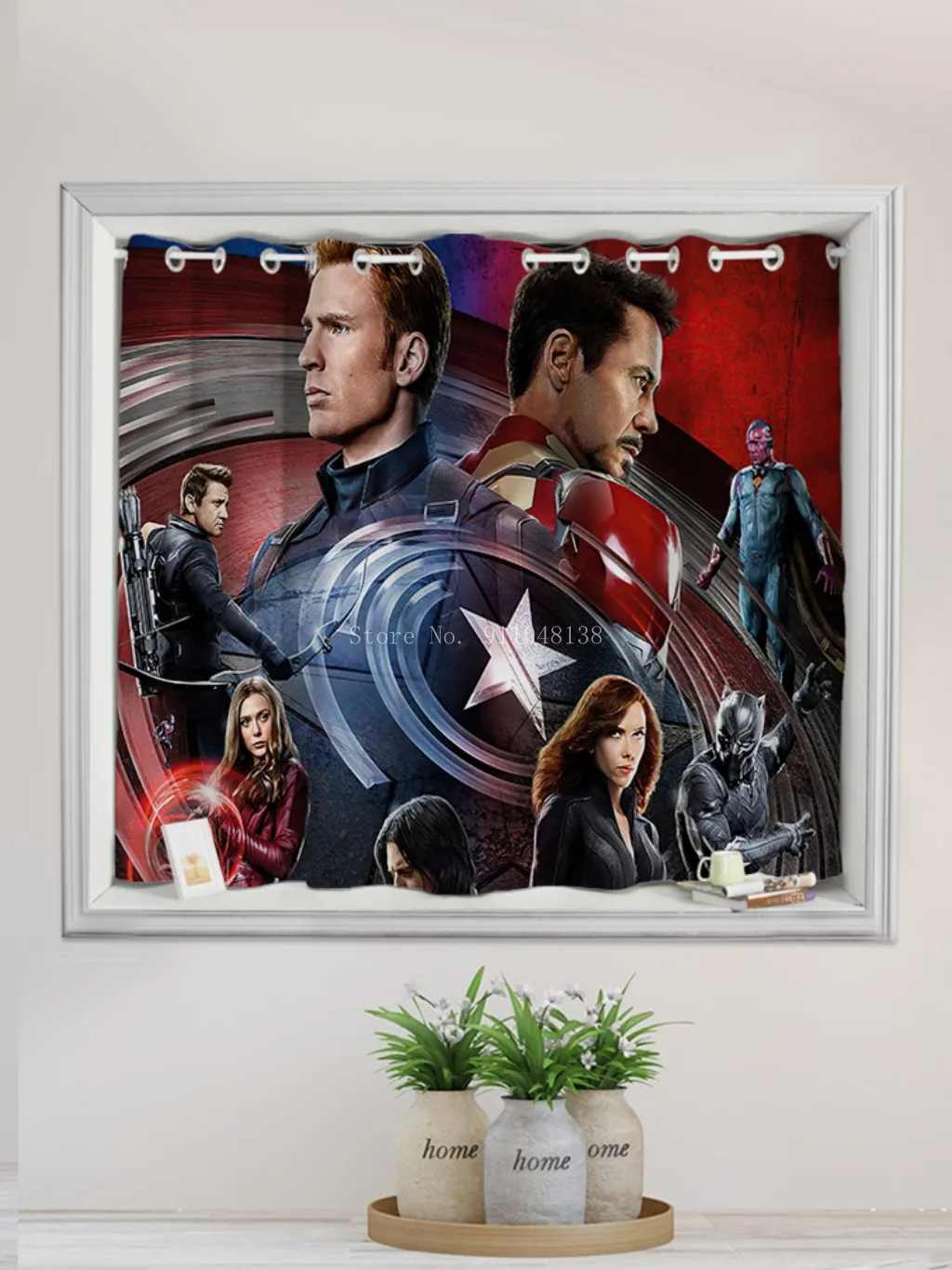 Avengers Marvel Hero Ironman Captain America Blockout 3D Curtain For Kids Room 