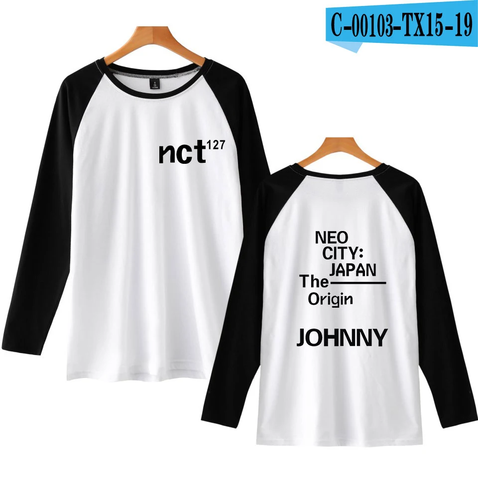 NCT 127 вечернее платье с длинными кружевными рукавами Футболка Мужская эксклюзивная модная футболка мужская хлопковая уличная крутая футболка в стиле хип-хоп 3 цвета футболка с вышивкой - Цвет: 4