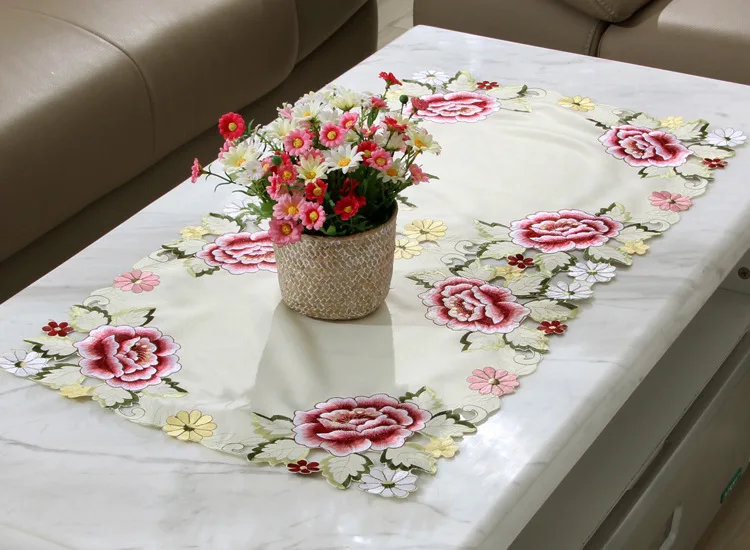 PHUWONDA домашняя атласная Вышивка с ручной работы CUTWORK скатерть, дорожка