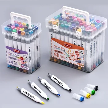

24/36/48/60 Colors Fine Double-headed Art Marker Pen School Supplies Water-based Ink Artist Drawing Painting Dual Tip Art Marker