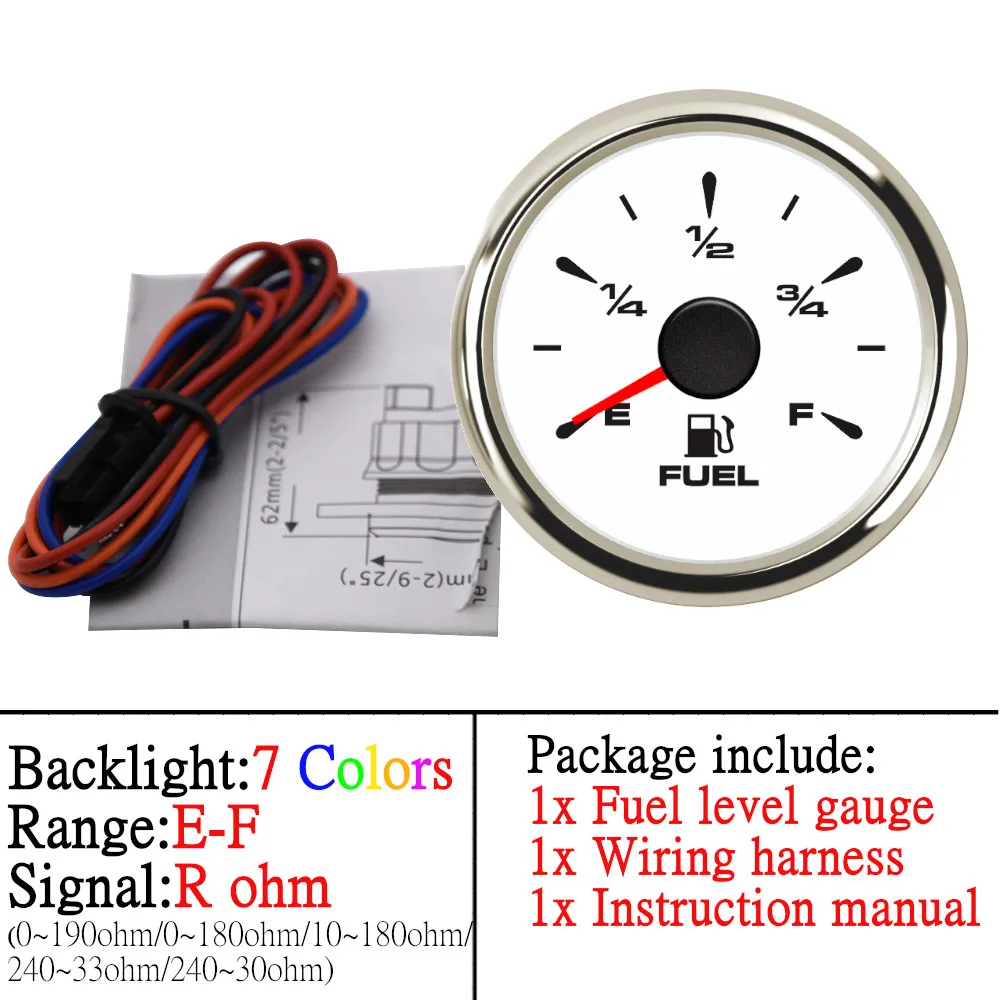 Car & Truck Gauges Car & Truck Fuel Gauges 52MM 2" Fuel level Gauge 0-90  10-180Ω 240-33Ω For Car Boat 7 Color LED USA STOCK Car & Truck Parts  greenice-symphonic.at