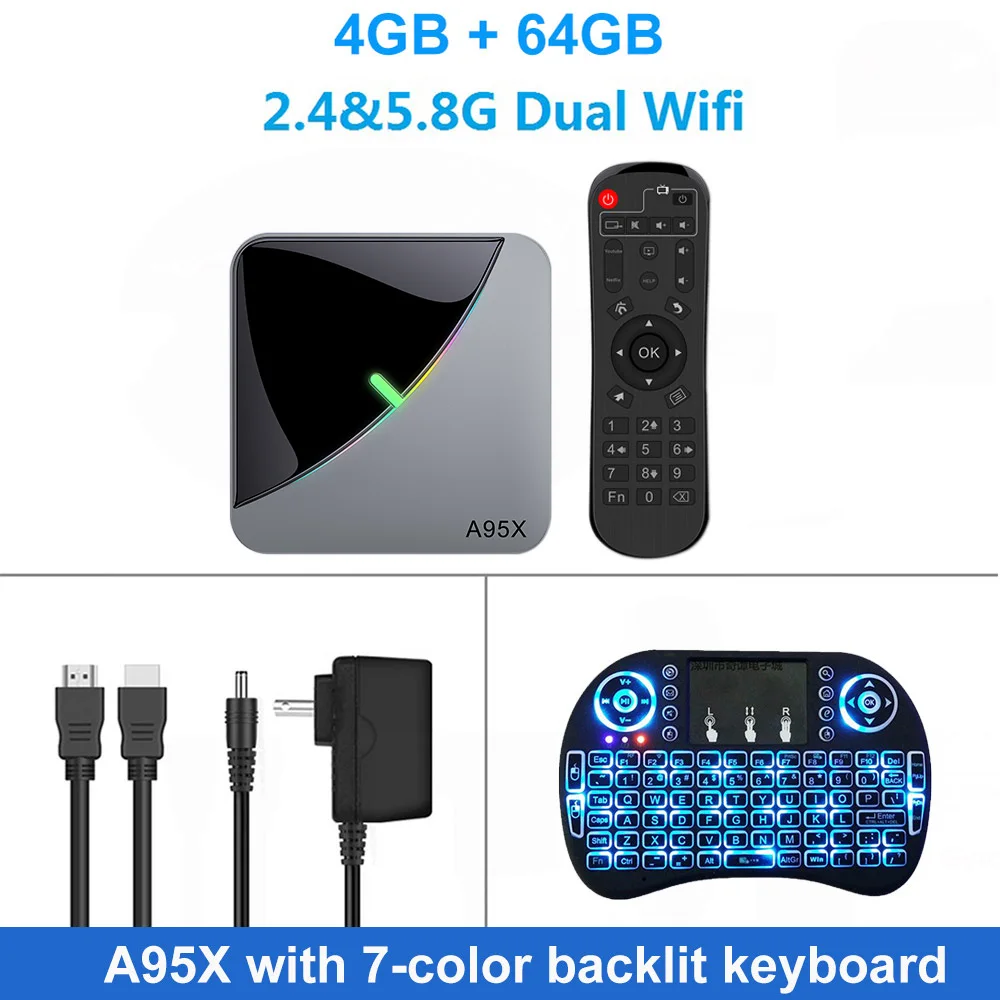 4G 64G i8 keyboard A95X ТВ приставка Android 9,0 S905x3 4K Netflix Youtube RGB светильник Android ТВ приставка LEMADO Google 8K Смарт ТВ приставка смарт-приставка для ТВ - Цвет: 4G 64G i8 keyboard