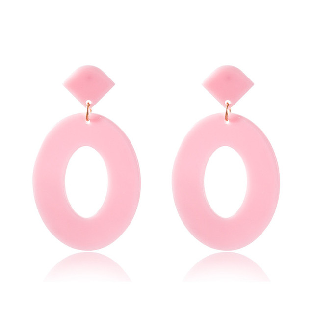 New Korean Acrylic Pink Geometric Earrings for Women Cute Romantic Round Flower Heart Candy Color Fashion Jewelry Brincos