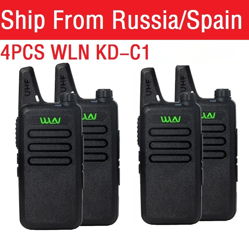 

4PCS Portable Radio WLN KD-C1 Mini Wiress Walkie talkie UHF Handheld Two Way Radio Communicator Transceiver Walkie-talkie