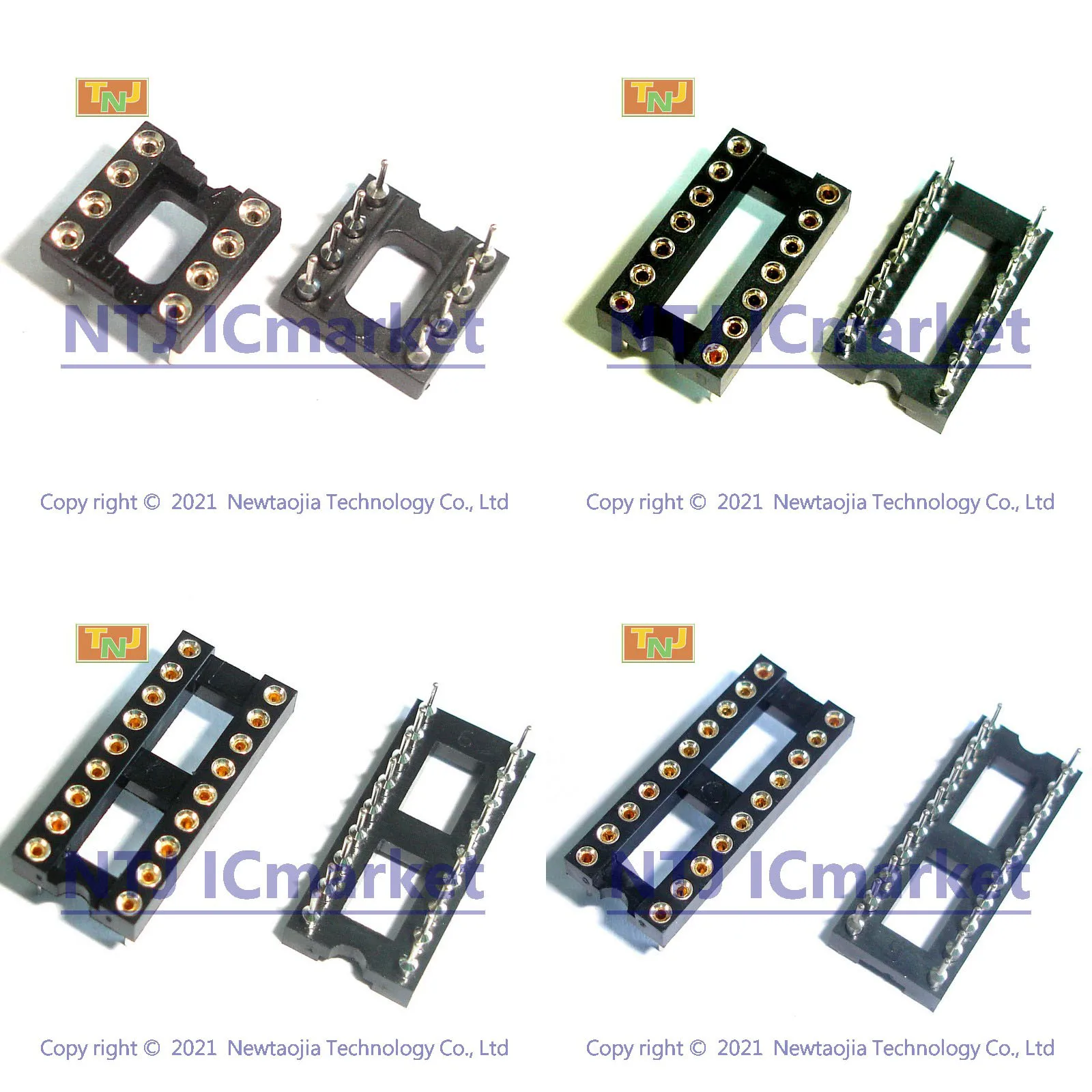 10 PCS Round Hole IC Sockets Connector DIP 2.54MM Series, DIP8 DIP14 DIP16 DIP18 DIP20 , 8 14 16 18 20 Pins