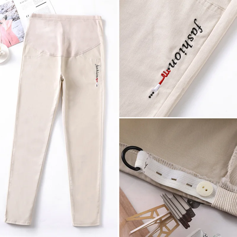 

Pregnant Women Pants Spring Summer Outer Wear Trousers High-waisted Abdominal Support Straight-leg Pants Slim Fit Slimming Fall