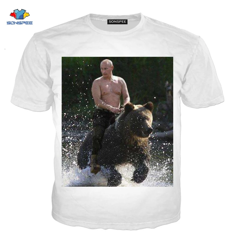 12 SONSPEE новая забавная Для Мужчин's Футболка Путин короткий рукав, модная кофта с матросским воротником животных Путин футболка с медведем, 3D принтованные летние Для мужчин Детские футболки с рисунками из мультфильмов - Цвет: 12