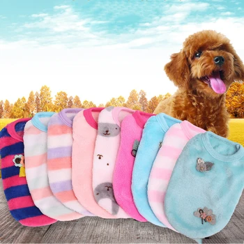 

Dog Clothes Puppy Vest Striped Soft Soft Velvet Sweater Cute Pets Dogs Cat Winter Clothing Sleeveless For Small Dog