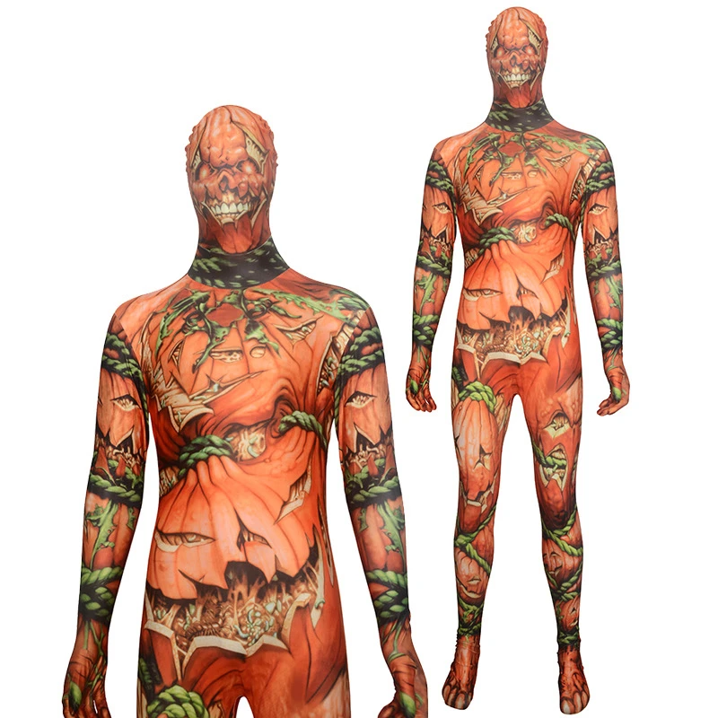 Хэллоуин Тыква череп Косплей Костюм Zentai ужас призрак фестиваль одежда для мужчин взрослых Аниме ролевые игры представление комбинезон