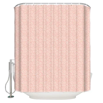

Pink Geometric Pattern Shower Curtain Waterproof Bathroom Curtain Polyester Bath Curtain Home Decor 12 Hooks