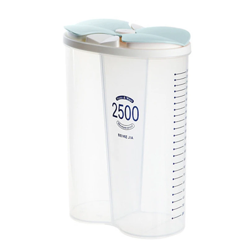 2500ml 1.5L/2.5L кухонная коробка для хранения пищевых продуктов, пластиковый прозрачный контейнер, набор с Pour, кухонные крышки, бутылки для хранения, Баночки, бак для сушеных зерен J50 - Цвет: 2500ml