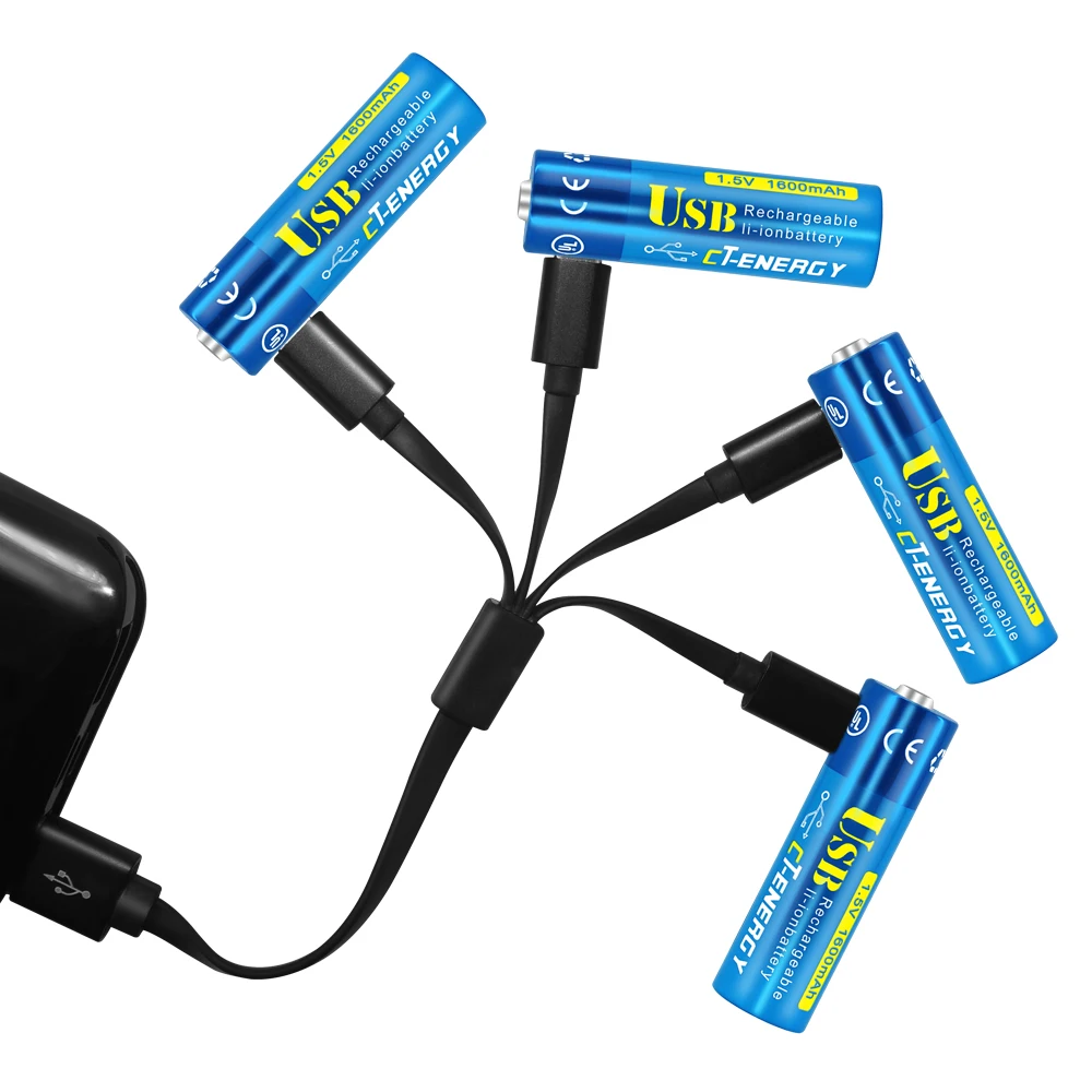 CT ENERGY AA батареи перезаряжаемые литиевые батареи с кабелем Micro USB 1,5 часов Quick Charge Li-Ion двойной A 1600mAh 1,5 V