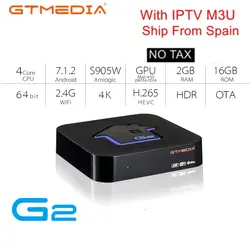 GTMEDIA G2 S905W Android 7,1 Smart Tv Box медиаплеер 2G ram 16G rom Италия Германия FR встроенный Wifi 4K 2K HD 2,4G Wifi набор топ