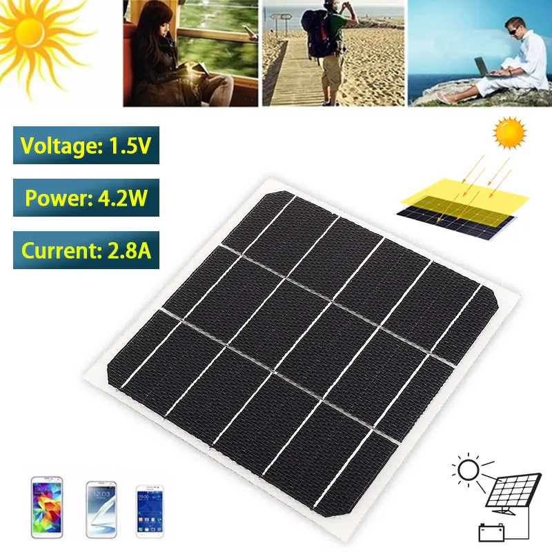 Cewaal Solar Panel 4.2W 2.8A Portable Mini DIY Module Panel System For Battery Cell Phone Chargers Portable Solar Cell