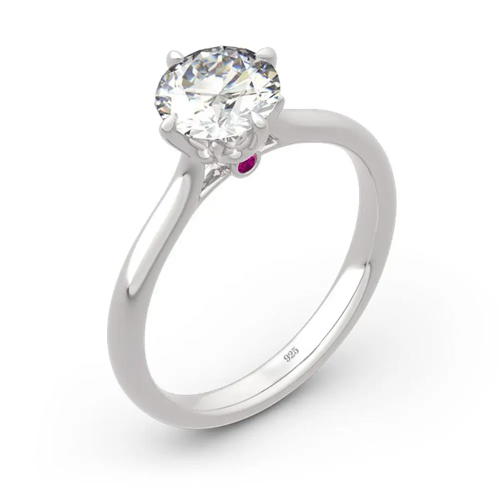 

Szjinao Real Moissanite Stone Diamond Ring For Women 925 Sterling Silver Engagement Wedding Ring With Pink Crystal Fine Jewelery