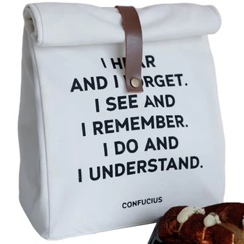 

Waterproof Insulated Lunch Bags Cotton Canvas Storage Bag Travel Picnic Pouch Unisex Thermal Dinner Box Food Case-A