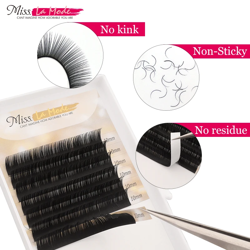 Misslamode All Size Mink Eyelashes 8-15mm Mix Individual Eyelashes 16rows Russian Volume Eyelashes Extension