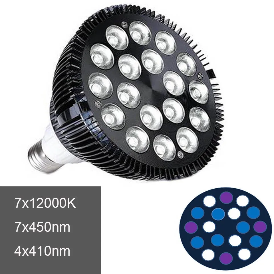 Bulb only PAR38 45 Вт E27 LED Fish Tank Коралловых Рифов Аквариума Свет пресноводные Растения Растут Освещения Refugium Лампочки Лампы Морских SPS LPS - Цвет: Bulb only