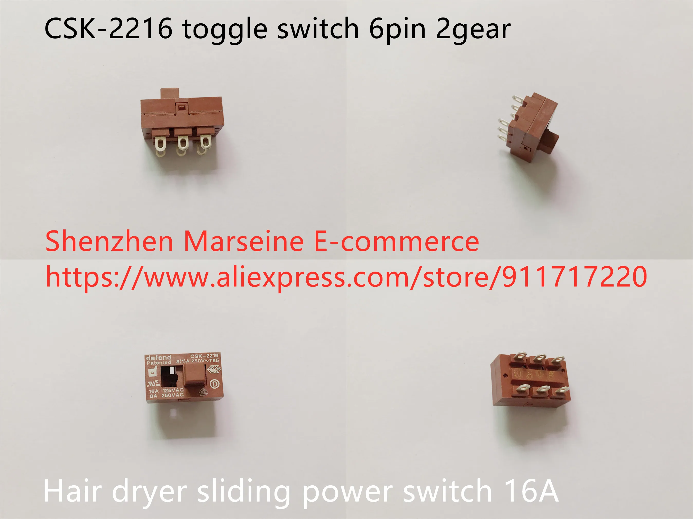 Оригинальный новый 100% CSK-2216 тумблер 6pin 2 шестерни фен раздвижные выключатель