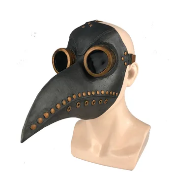 

Cosplay Steampunk Plague Doctor Latex Big Bird Beak Masks Anti Saliva Full Face Mask Halloween Party Event Ball Costume Props