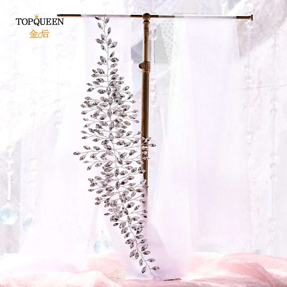 TOPQUEEN HWS02, серебристые стразы, свадебная вуаль, Заводские Прямые свадебные аксессуары для волос, стразы, металлический кристалл, свадебная вуаль для волос