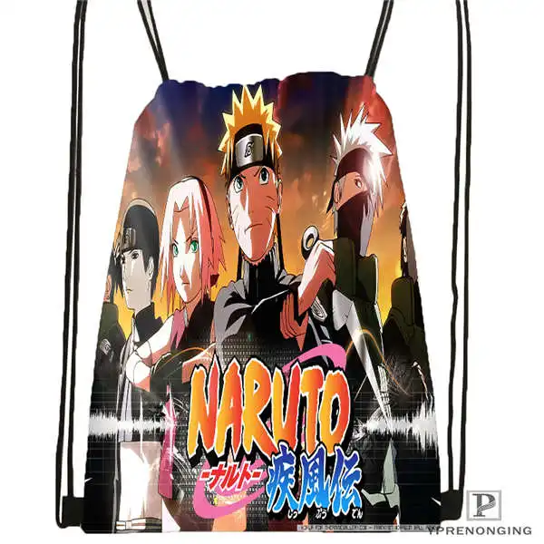 Drawstring Backpack Стикеры с Наруто мешок на шнурках с картинками из мультфильма сумка милый рюкзак для детей(черная спинка) 31x40 см#180612-02-27 - Цвет: Drawstring Backpack