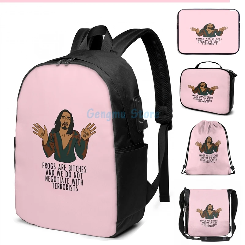 Print Frogs Are Bitches And We Do Not Negotiate With Terrorists The Umbrella Academy USB Charge Backpack men School laptop bag | Багаж и