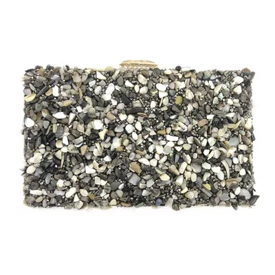Bohemian Style Stone Evening Bags Candy Color Rhinestones Day Clutch 2021 New Design Female Handbags Chain Purse grey
