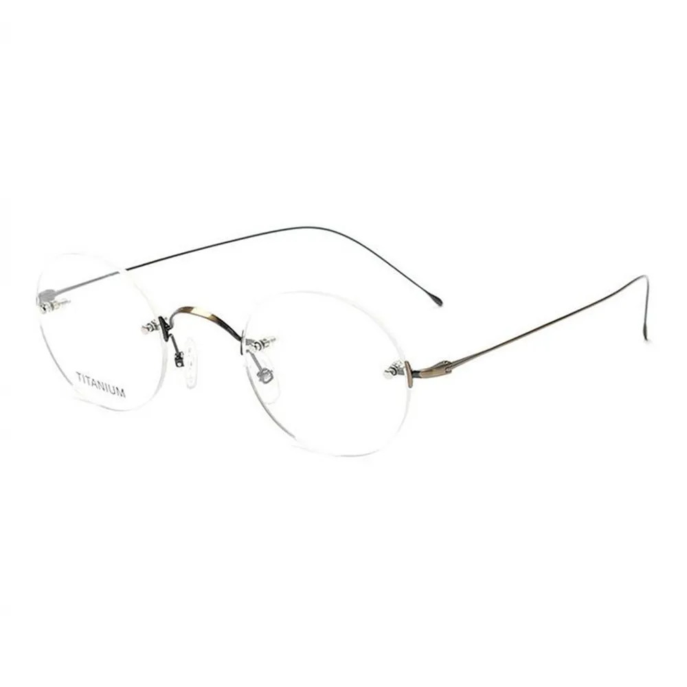 Titanium Rimless Eyeglasses Steve Jobs Men's Round Eyewear Rx Optical