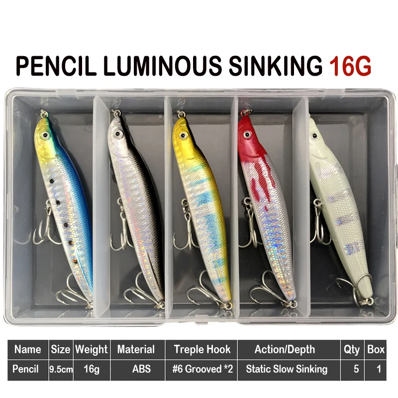BESTMOVE набор жесткой приманки-карандаша с разными весами, рыболовный воблер, плавающий верхний пропеллер, набор наживки с бесплатной коробкой для снастей - Цвет: Белый