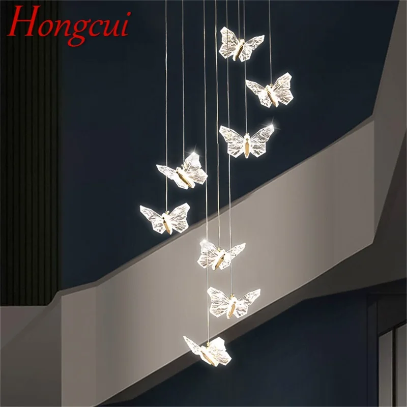 

Hongcui Nordic Butterfly Chandelier Lamps Modern Fixtures Pendant Lights Home LED for Stairs Hall