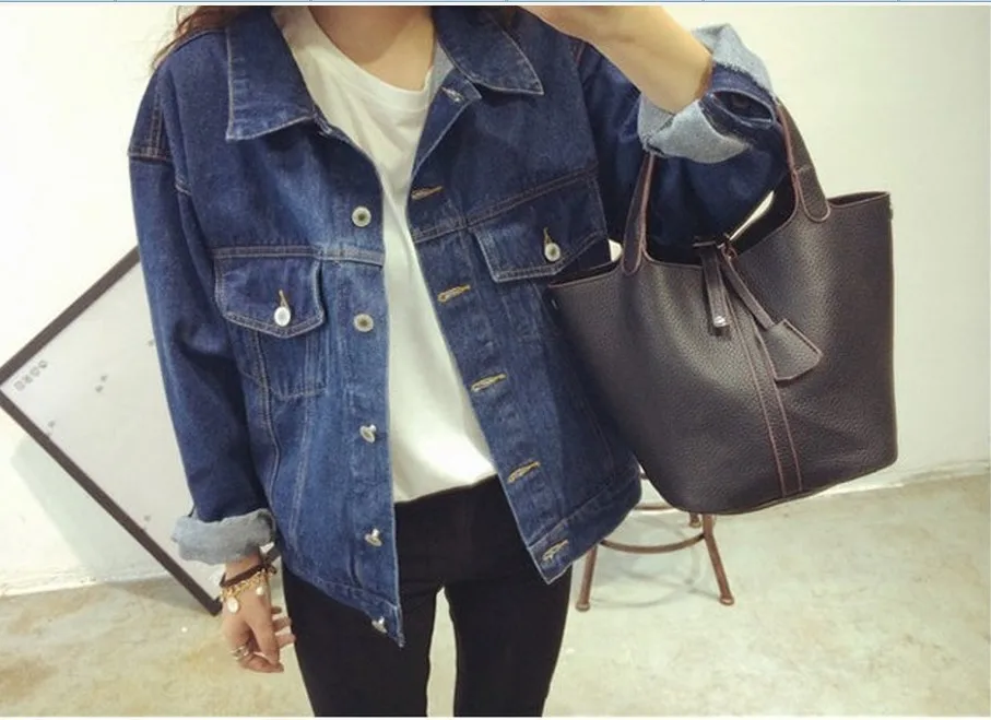 amazing  2018 Autumn Versatile Korean-style BF Style Loose And Plus-sized Jacket Coat Women's Mid-length Fas