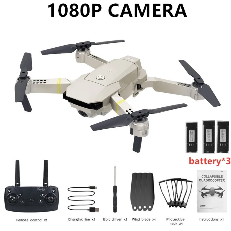 HJHRC JY019 wifi FPV с широким углом обзора 1080P HD камера режим удержания высоты складной рычаг RC Квадрокоптер Дрон Pro RTF Дрон VS E520S E58 - Цвет: 1080P 3Battery