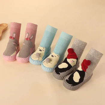 

Cute Cartoon Baby Socks Shoes Toddler Cotton Girls Boys Winter Thicken Warm Socks Kids Rubber Anti-Slip Floor Socks