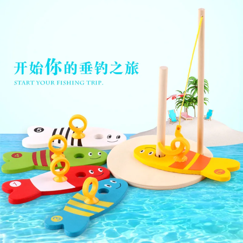 Wooden digital fishing set post game parent-child puzzle early education toy 3-7 years old kindergarten supplies teaching aids