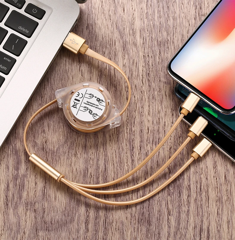 3A USB Быстрый зарядный кабель 3-в-1 для redmi Note7/huawei P30/Honor 20 Тип c для iPhone 8 6 7Plus для samsung s10/9 note9 micro