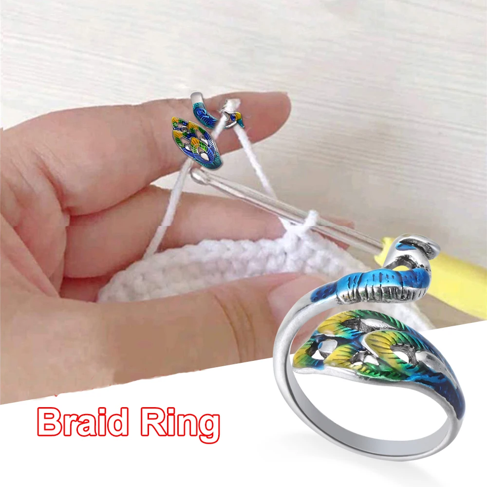 1/3/5Pcs Knitting Loop Peacock Shape Crochet Loop Knitting Accessories Ring Finger Wear Thimble Yarn Guides