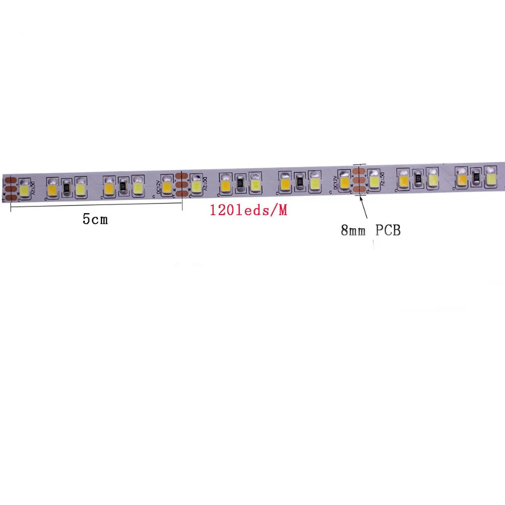 120leds 1m 5 м двойной Цвет ультратонкое естественное освещение CRI> 90 SMD2835 CCT затемнения Светодиодные ленты светильник, работающего на постоянном токе 12 В в WW CW Цвет Температура Регулируемый гибкий светодиодный лента - Испускаемый цвет: 120leds 1m