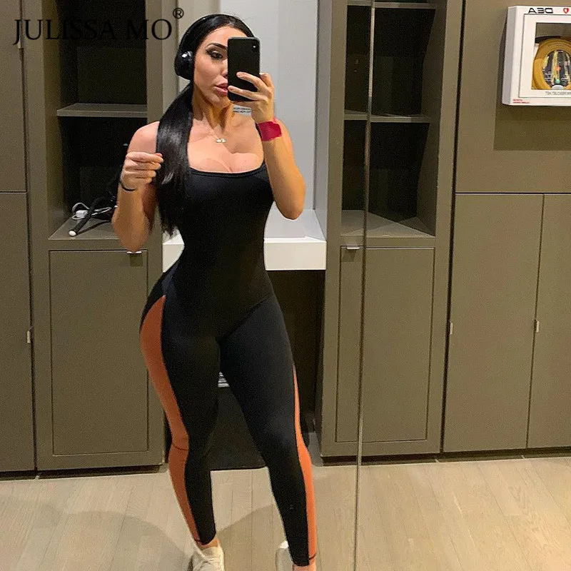 JULISSA MO сексуальный комбинезон на бретельках с открытой спиной женский лоскутный