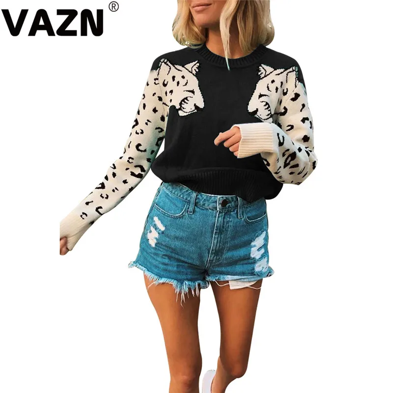 VAZN WNY050 качественный цветной трикотажный топ для женщин, с круглым вырезом, с длинным рукавом, короткие милые футболки, сексуальные женские короткие футболки