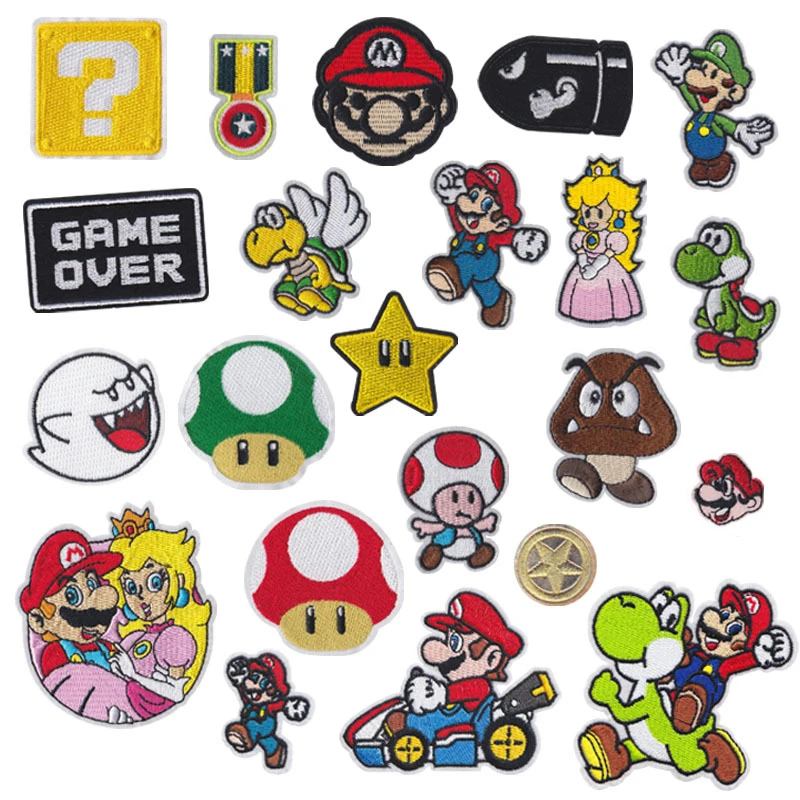 

Retro Game Gifts Kids Applique GHOST BOO MARIO GAME Bullet Bill power up mushroom Princess Craft Sew IRON ON PATCH