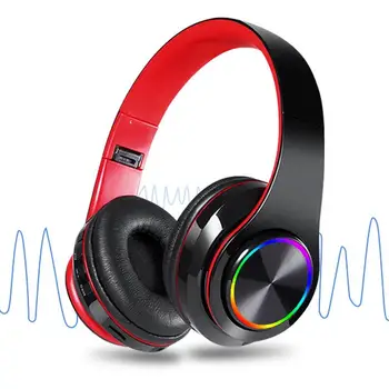 

Stylish LED Light Bluetooth Wireless Headphone Deep Bass Music Headset with Mic