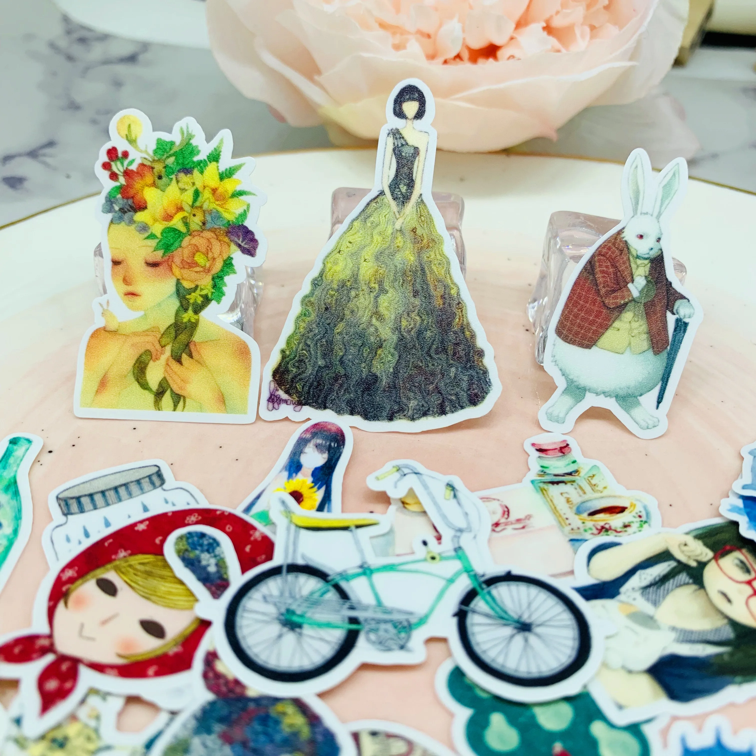 35PCS Dreamy girl animal mini Stickers Crafts And Scrapbooking stickers book Student label Decorative sticker DIY Stationery