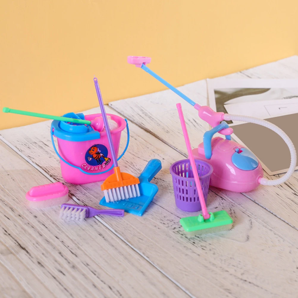 9 pièces/ensemble fille maison poupées meubles Kit de nettoyage ensemble ameublement drôle aspirateur vadrouille balai outils semblant jouer jouets